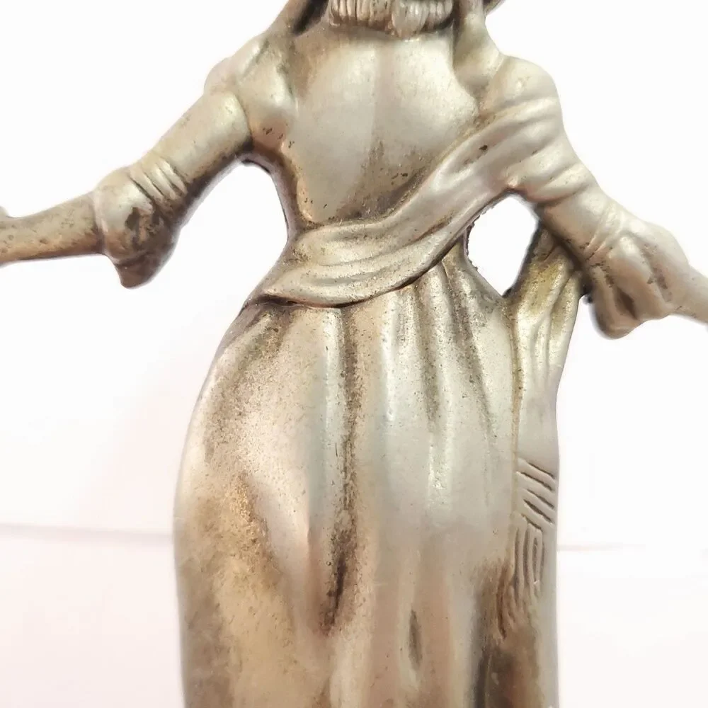 Vintage Hans Christian Andersen Little Match Girl Pewter Candle Holder Snuffer